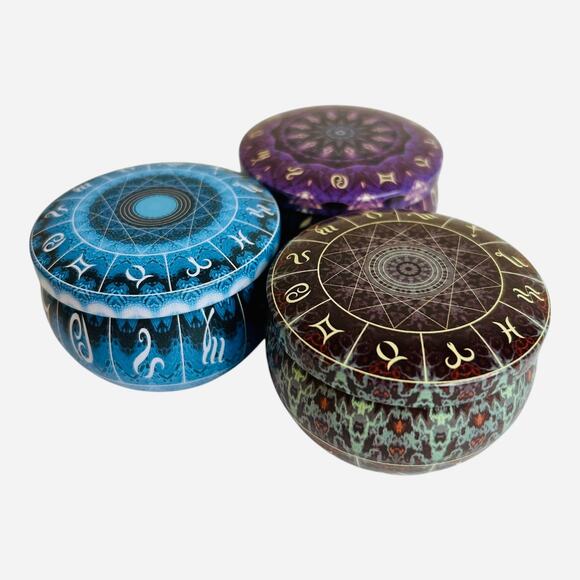 Zodiac Astrology Signs Metal Tins Gift Tin Trinket Box Set of Three - Picture 1 of 6
